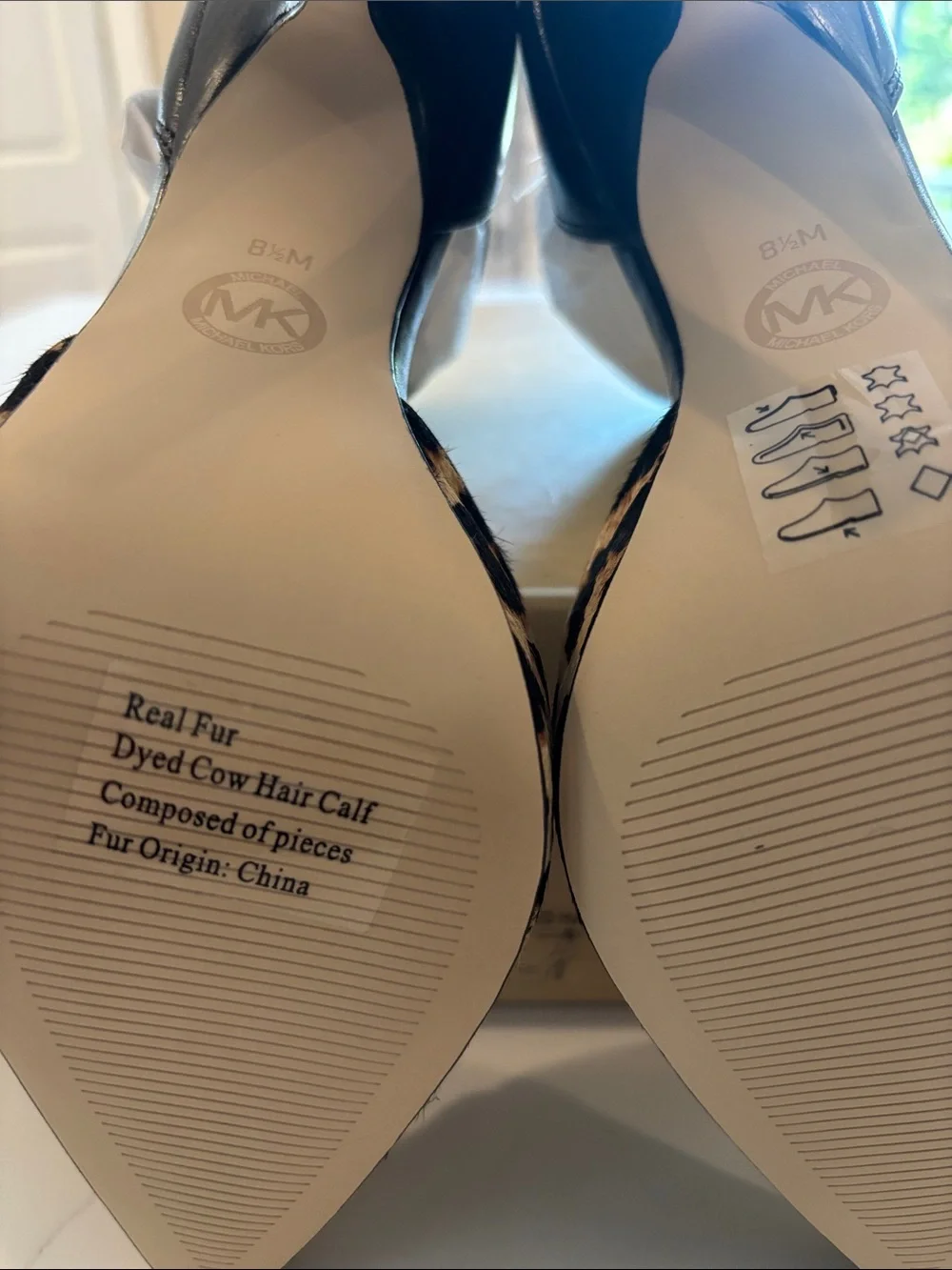 Michael Kors Leopard Print Pointed Toe Ankle-Strap Heels in Natural